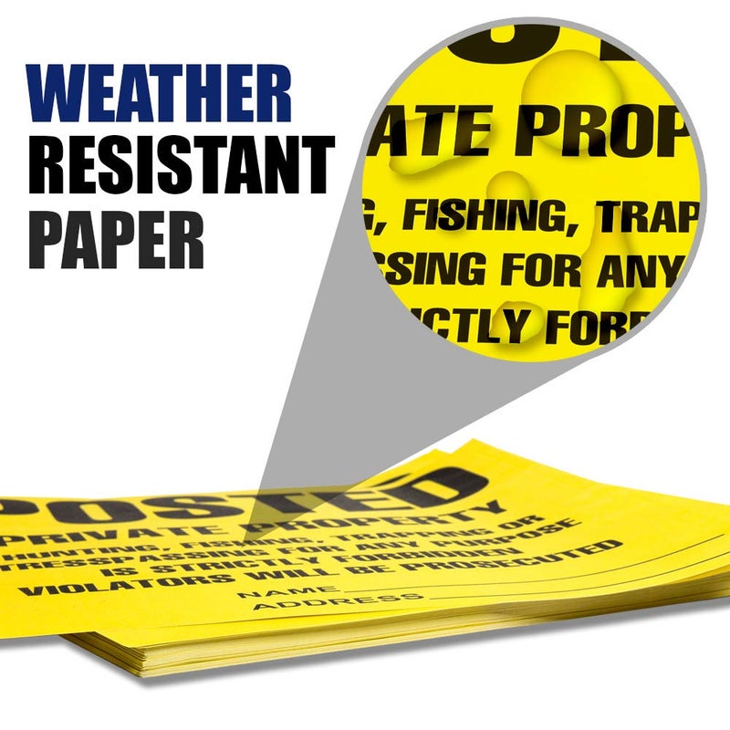 TAPIX Heavy Duty Posted Signs - No Hunting or Trespassing (Yellow, 11" x 11", 100 Pack) - Image 4